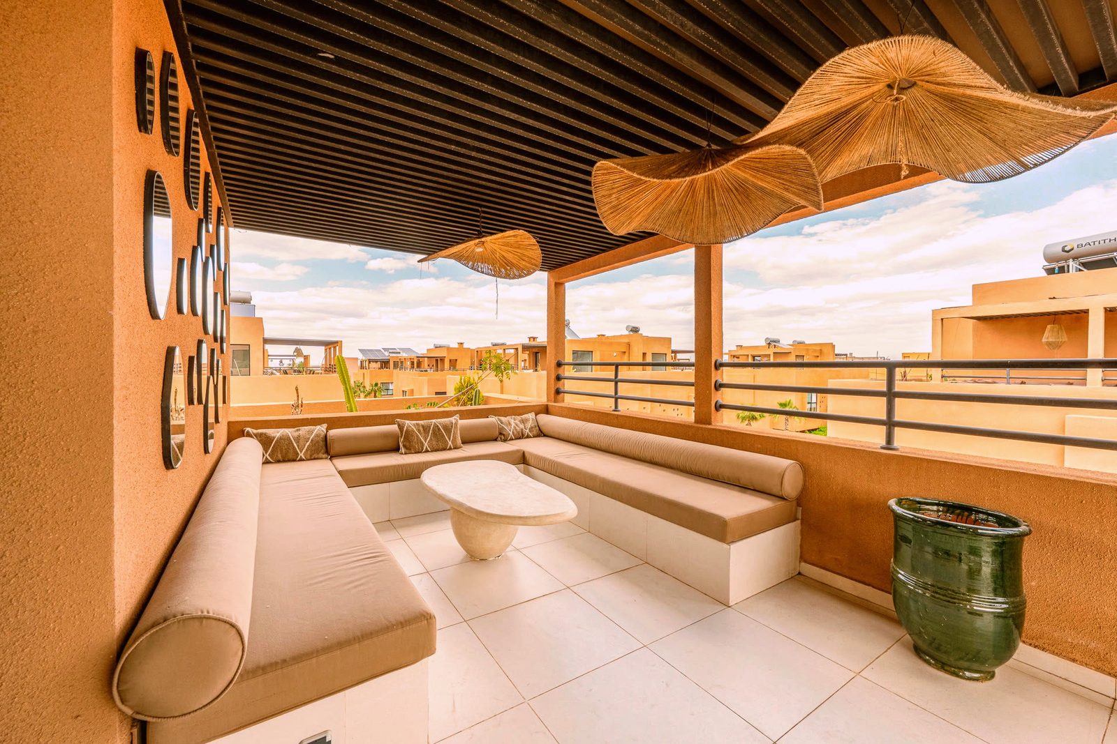 The rooftop at Villa Camélia facing the Atlas