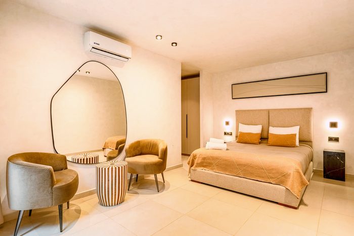 Oasis suite — the bedroom and its sitting area